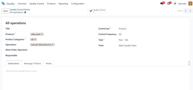 Odoo Manufacturing Quality Check