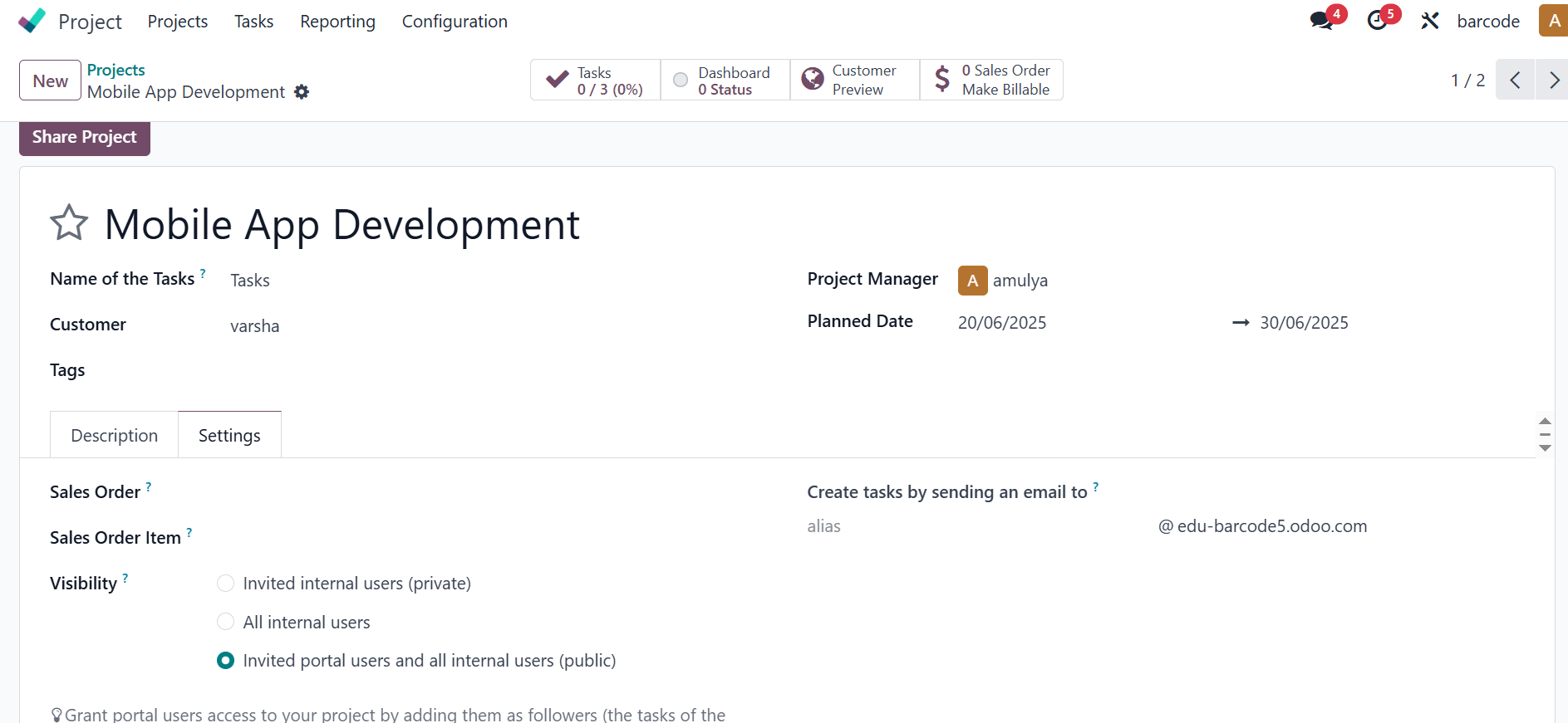 Odoo Project Management Planning & Scheduling