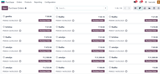 Odoo Purchase Dashboard