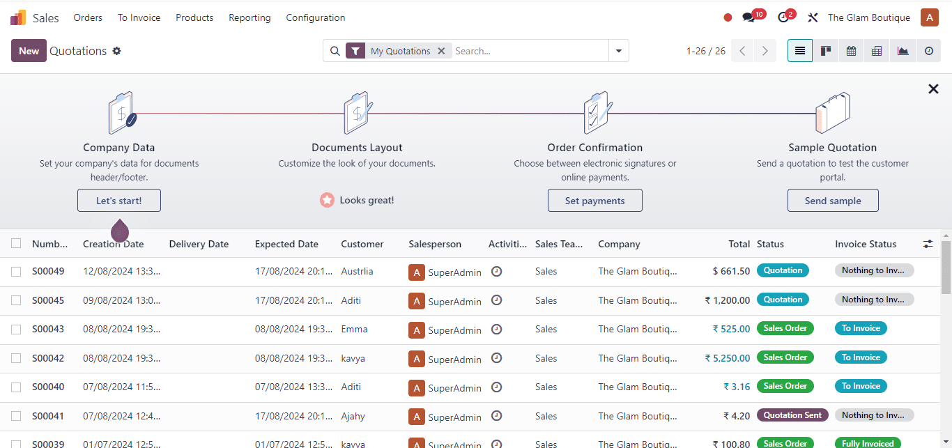 Odoo Sales Configuration